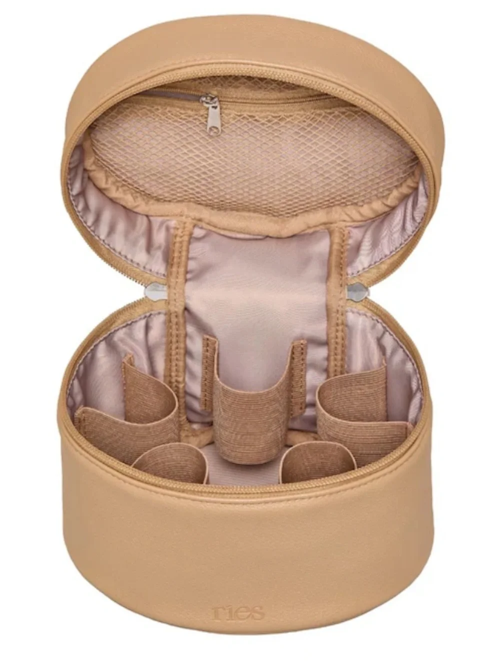 RIES Beige Leather Travel Toiletry Bag